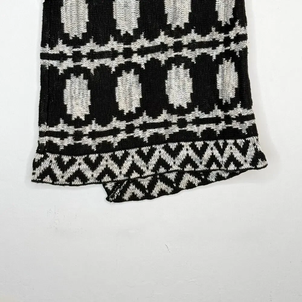 Free People Sweater Mini Skirt Size S Black White Boho‎ Festival Western Chic